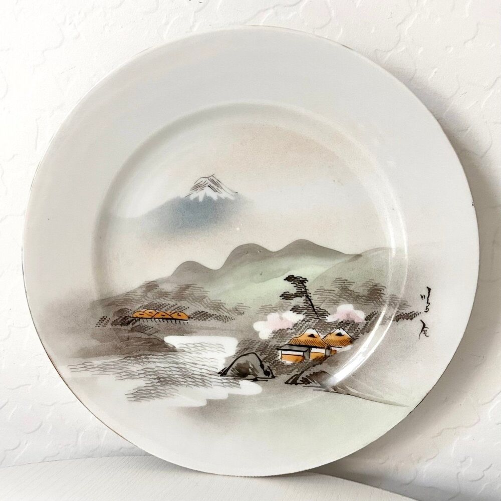 Vintage Ceramic Plate Mountain Village